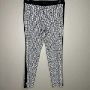 DKNY Women's White & Black Mid-Rise Skinny Cropped Stretch Pants Sz 6